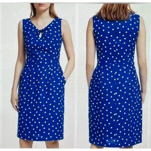 Boden Blue & White Polka Dot Linen Dress With Pockets Size 12R